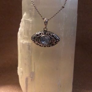 Sterling Silver Blue Crystal Eye Pendant Necklace